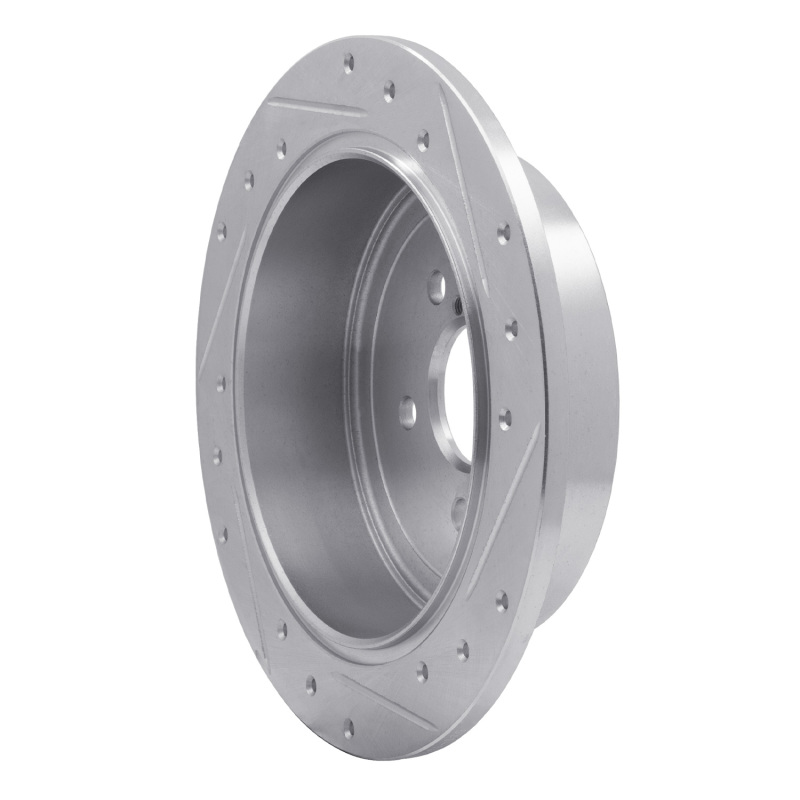 Subaru Impreza Brake Rotor (1) - Rear Left - R1 Concepts - Drilled & Slotted - Silver - `08-`15